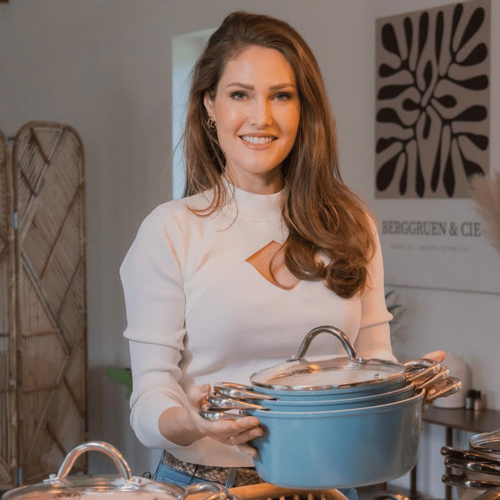 Cook & Pan - Go Blue Topfset und Pfannenset, 3-teilig-Induktionsgeeignet-PFAS frei Keramik-Beschicht