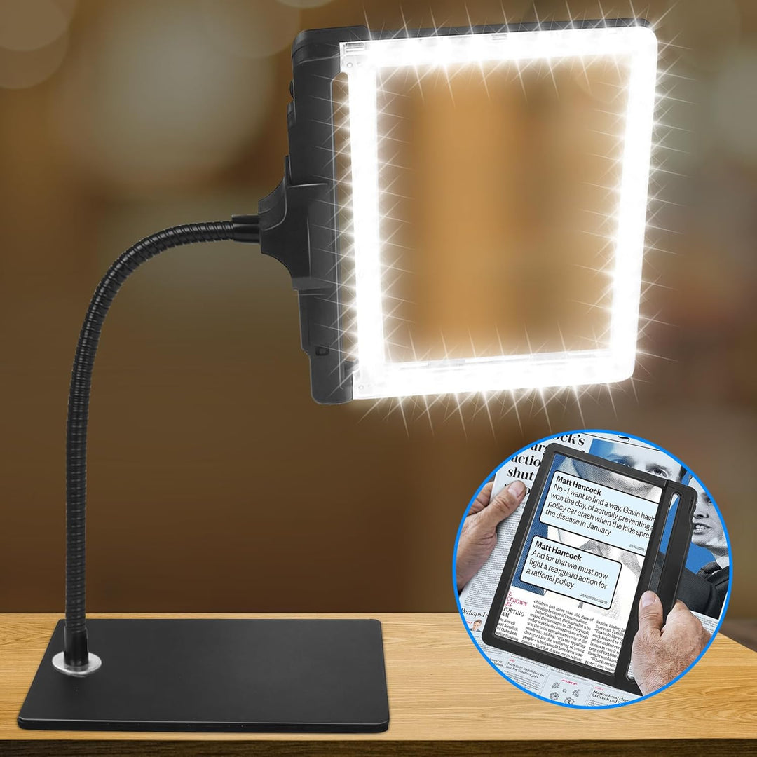 NZQXJXZ 5X Lupe mit Licht und Ständer, 2-in-1 Abnehmbare Leselupe mit Licht für Senioren Gross, 42 L