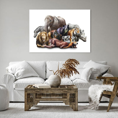 ARTTOR Bilder auf Leinwand 100x70cm Leinwandbild Tiere Koala Löwe Affe Gross Wanddeko Bild Schlafzim