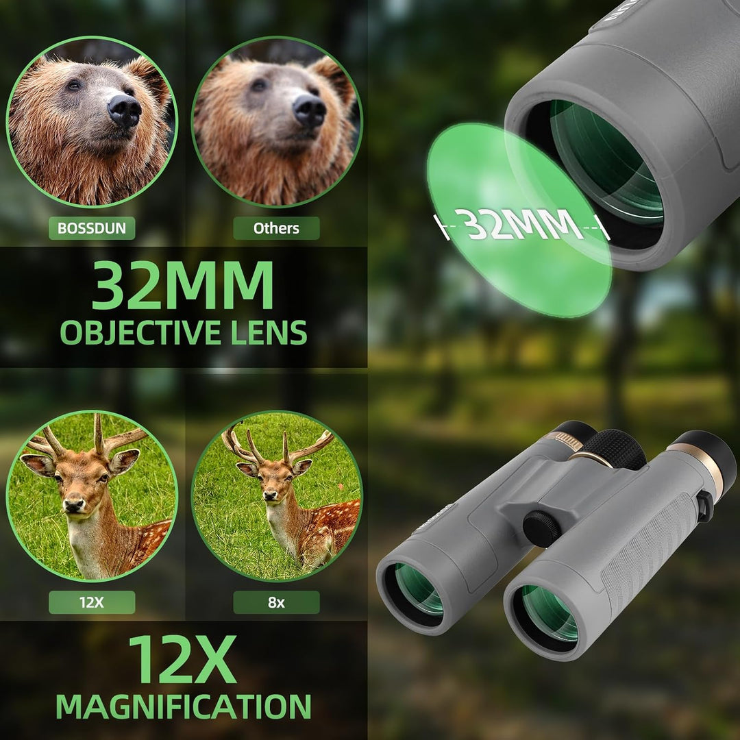 12x32 Fernglas für Erwachsene, professionelles HD-Fernglas mit BAK4-Dachkantprismen für Vogelbeobach