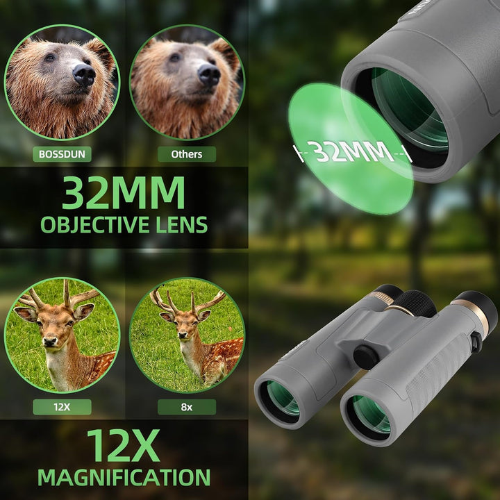 12x32 Fernglas für Erwachsene, professionelles HD-Fernglas mit BAK4-Dachkantprismen für Vogelbeobach