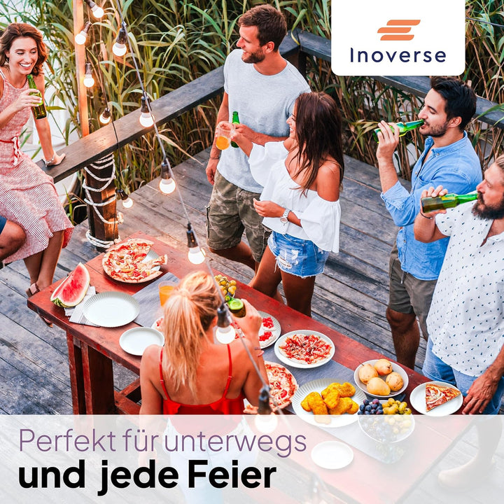 Inoverse 500 Stück Pappteller Weiss – Rund 26 cm – Umweltfreundliche Einweg Teller aus Pappe, Partyg