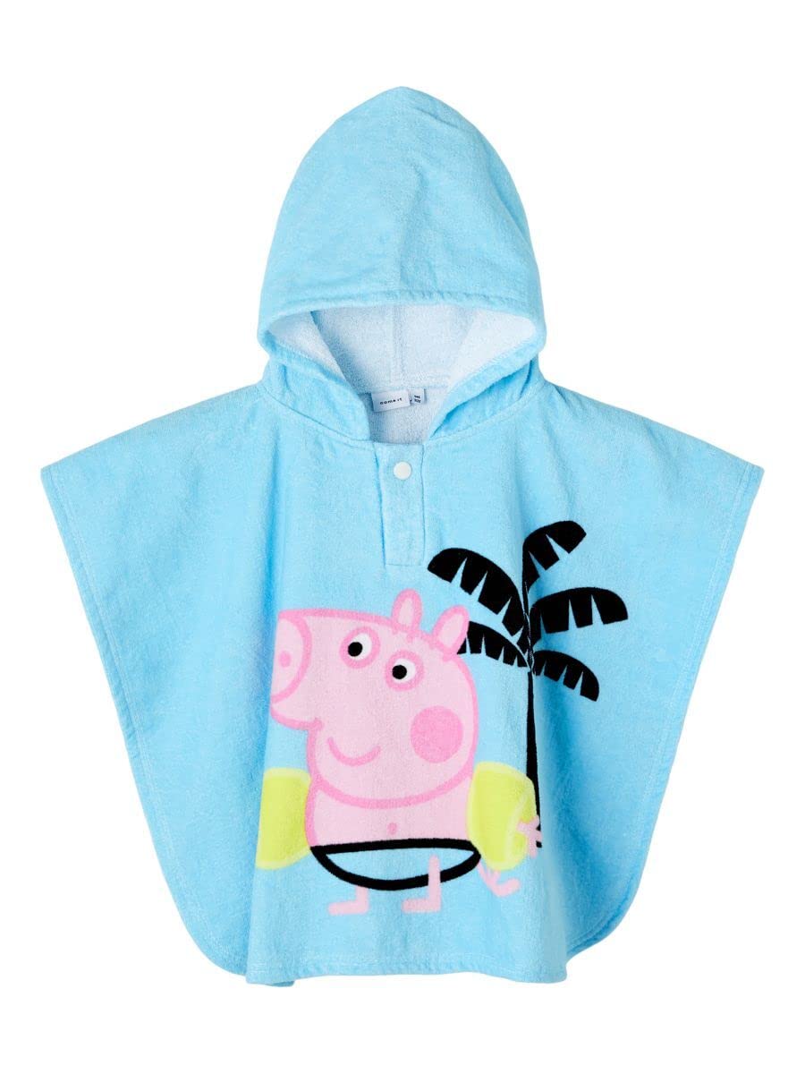 NAME IT Boy's NMMPEPPAPIG MATRO Towel PEP Handtuch-Poncho, Bachelor Button, ONE Size