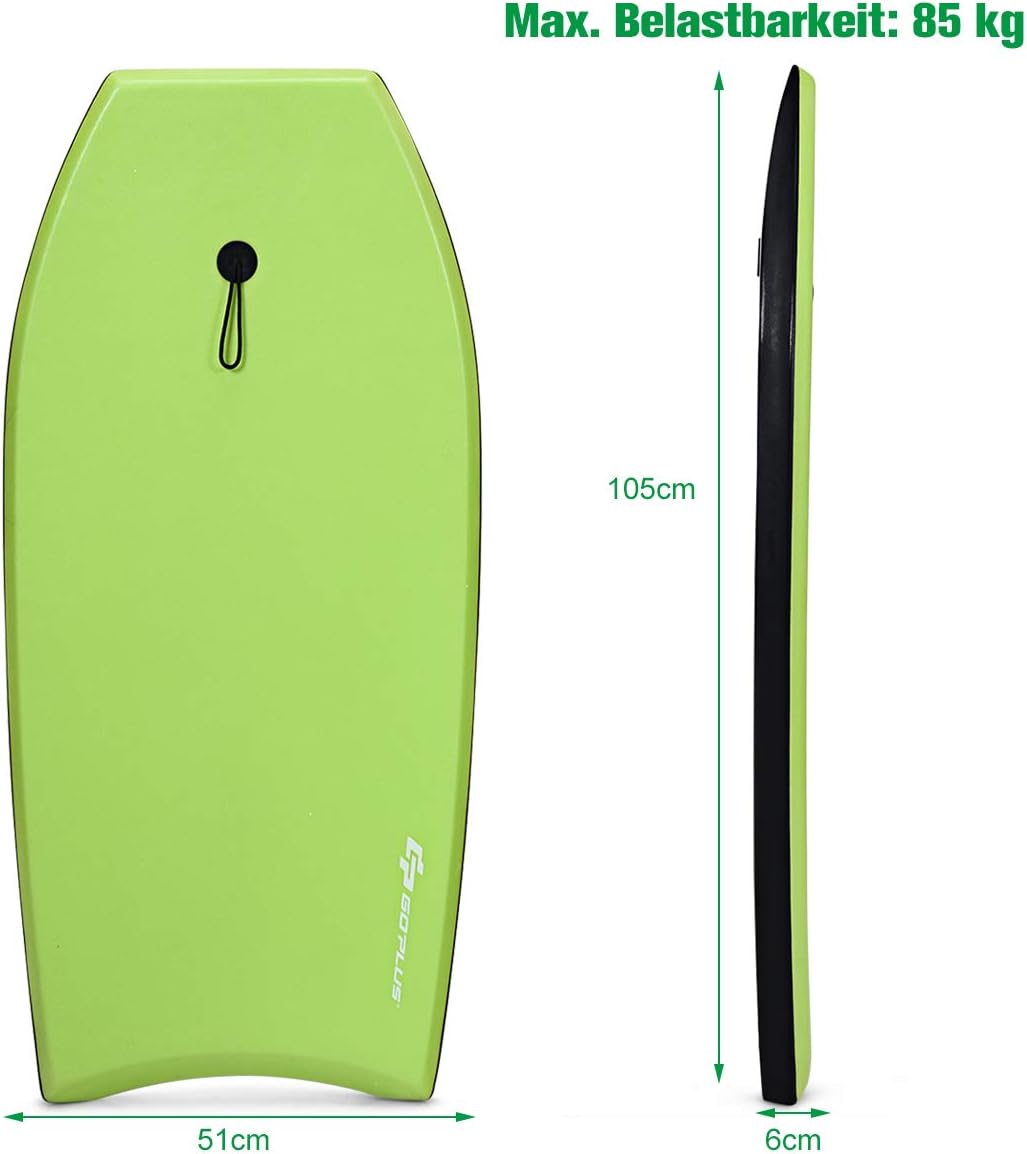 GOPLUS Bodyboard mit Fuss - Zugseil, Schwimmbrett Erfüllt mit EPS Schaumstoff, Surfboard bis zu 85 k