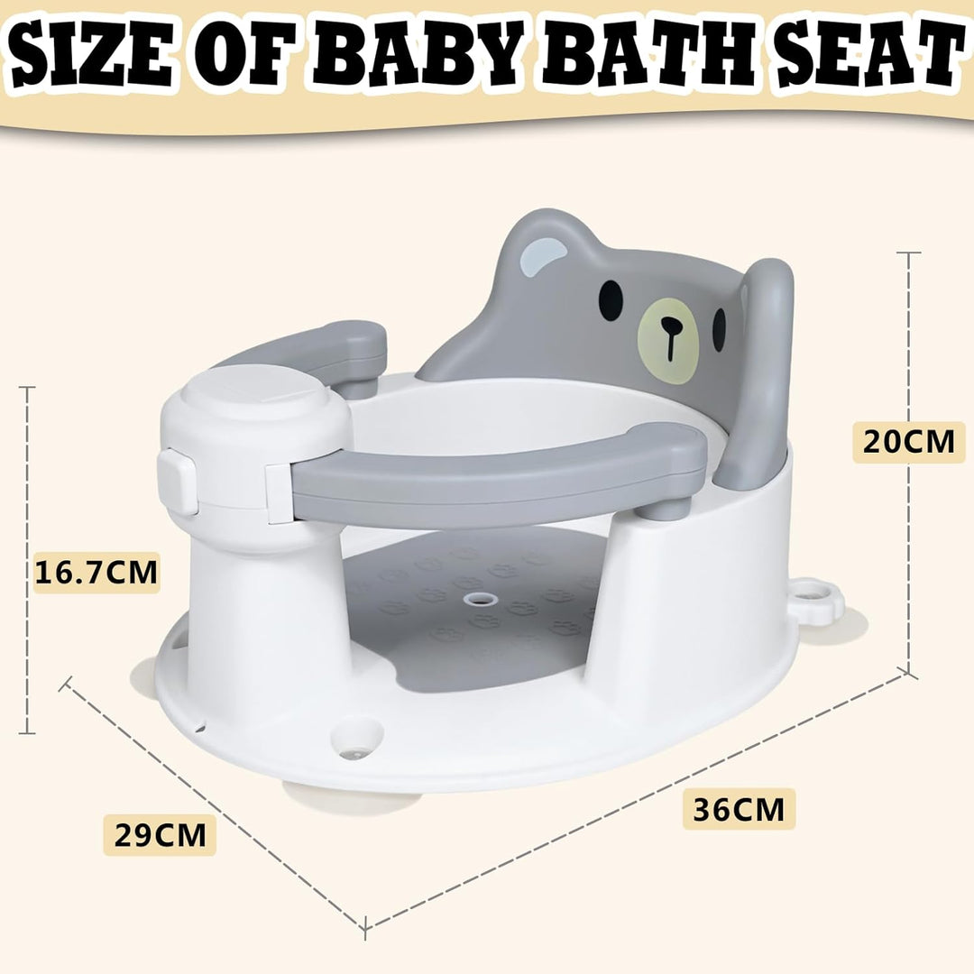 Baby Badewannensitz,Baby Badesitz ab 6 Monate,Bär Rutschfester Badesitz Baby mit 4 Saugnäpfen,360°Ru