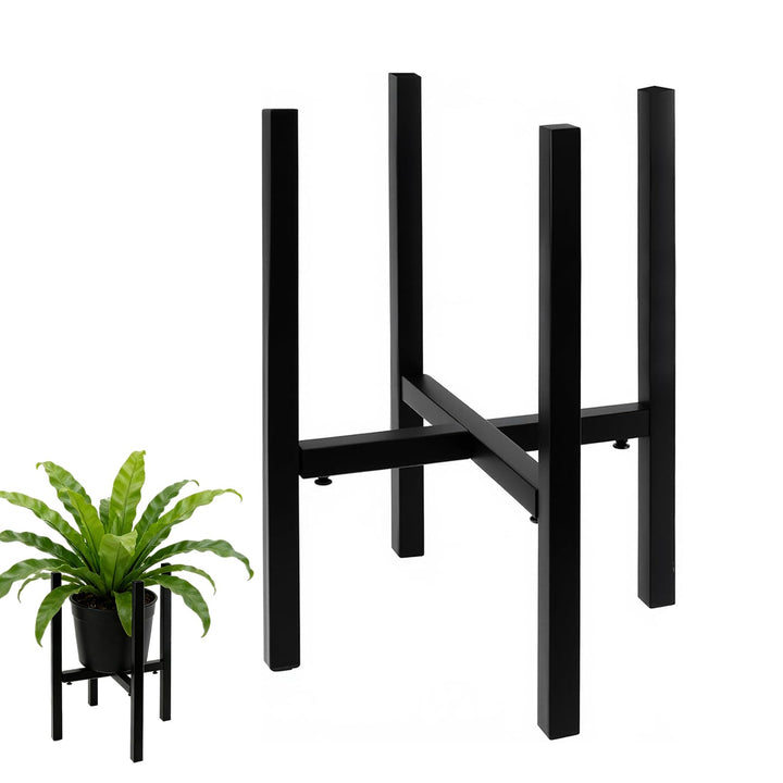 Schwarz Blumenständer Metall Verstellbar, 36cm Hoch Pflanzenständer aus Eisen, Blumenhocker Verstell