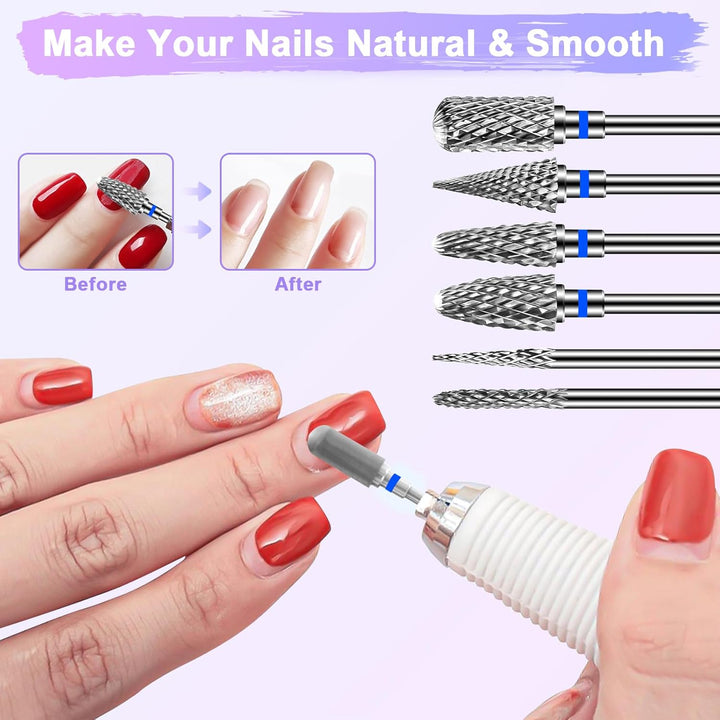 CGBE Nagelfräser Aufsätze Bits für Nagelfräser: 6 Stück Fräser Bits Schleifköpfe Hartmetall Maschine