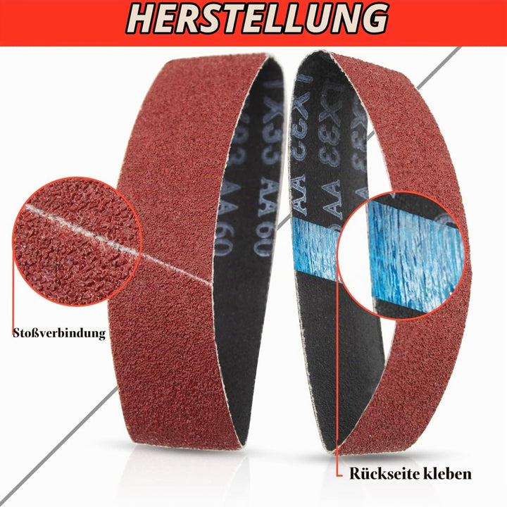 SenmaiTools Schleifbänder 40 x 303 mm, (Korn 40 60 80 120 150 240) Professionelle Schleifbänder, Sch