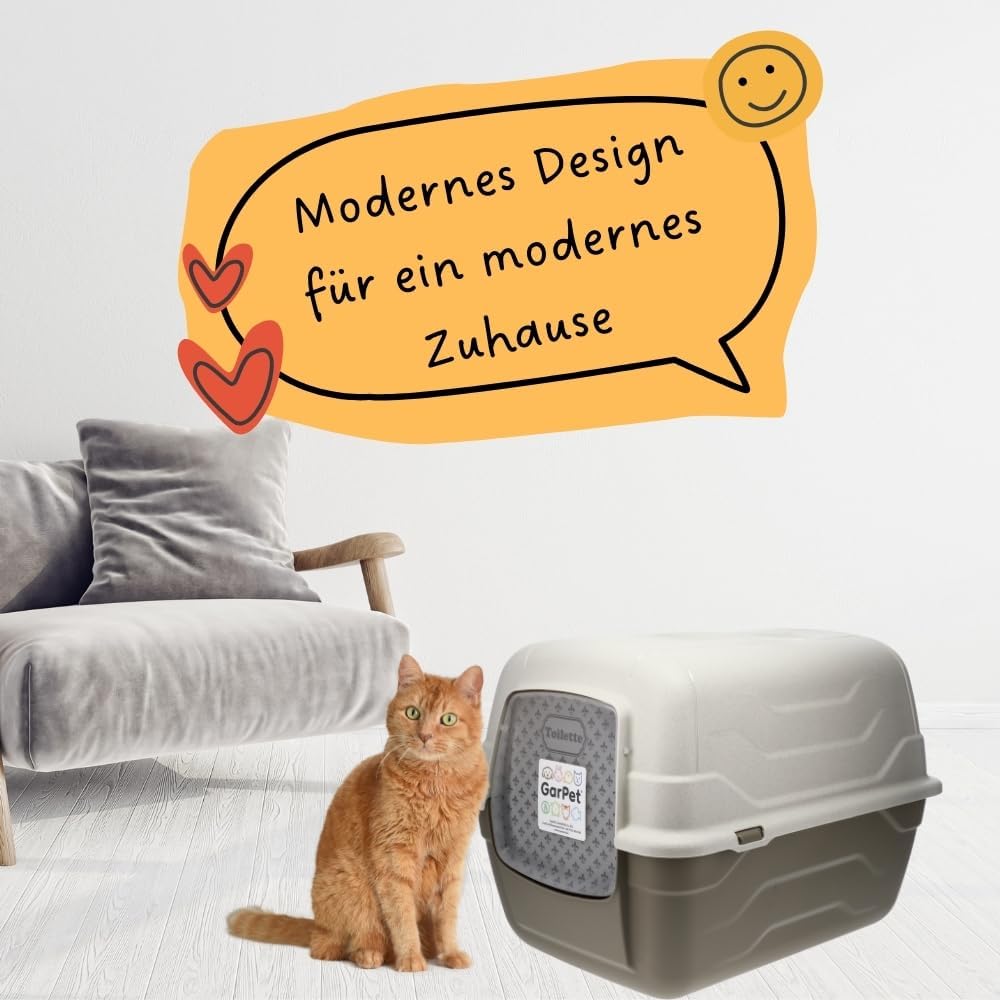 GarPet Katzenklo mit Deckel Schaufel Aktivkohlefilter, Haube kippbar, grosse XXL Katzentoilette, Kat