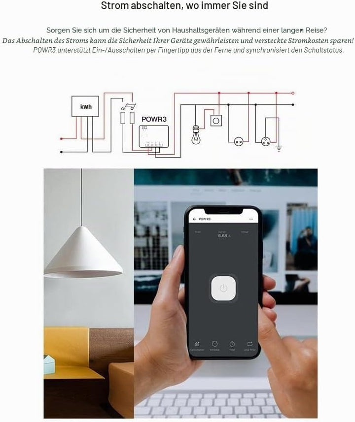SONOFF POW R3 25A Energiemessung WiFi Smart Switch Überlastschutz Energieeinsparung Reichweite in Sp