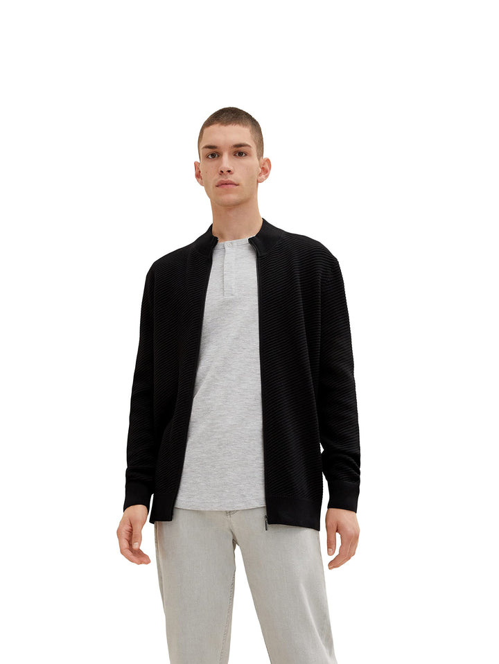 TOM TAILOR Denim Herren Strickjacke mit Stehkragen L 10903 - Anthracite Gray, L 10903 - Anthracite G
