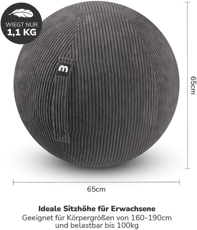 mokebo Stoff Sitzball Büro ergonomisch 'Der Sportliche', Sitzball mit Pumpe oder Pezziball mit Stoff