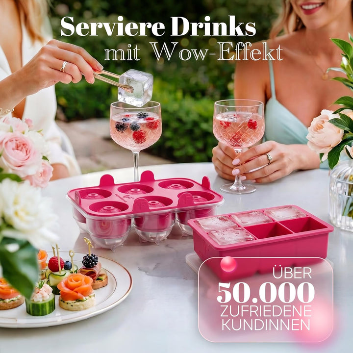 Neighbour’s Friend® Pinkes XXL Eiswürfel & Eiskugelform Set – 6 grosse 5cm Eiswürfel & 6 Eiskugeln a