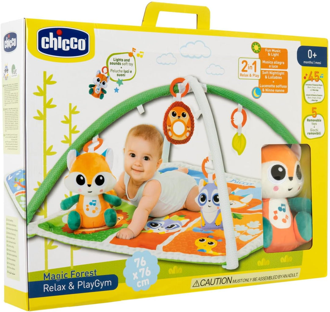 Chicco Waldzauber Baby Krabbeldecke mit Spielbogen, Multifunktionsspielbogen für Babys, 5 abnehmbare