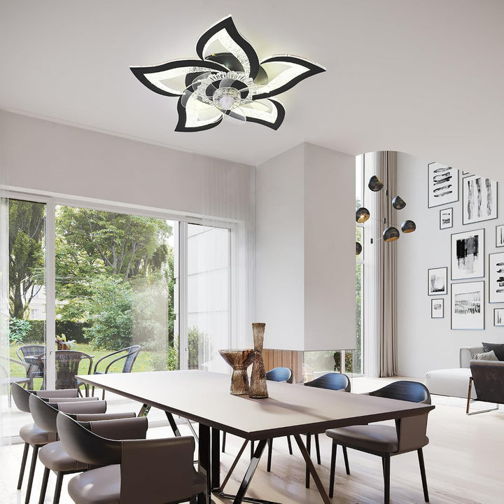 Oninio Deckenventilator mit Licht und Fernbedienung 62,5cm Modern Blumen-Design Deckenleuchte Leiser