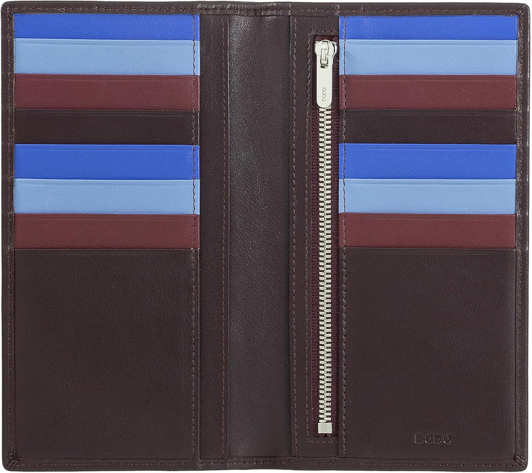 DUDU Brieftasche RFID-Schutz aus Leder bunt Gross mit 16 Karten-Fächern Dunkelburgundy, Dunkelburgun