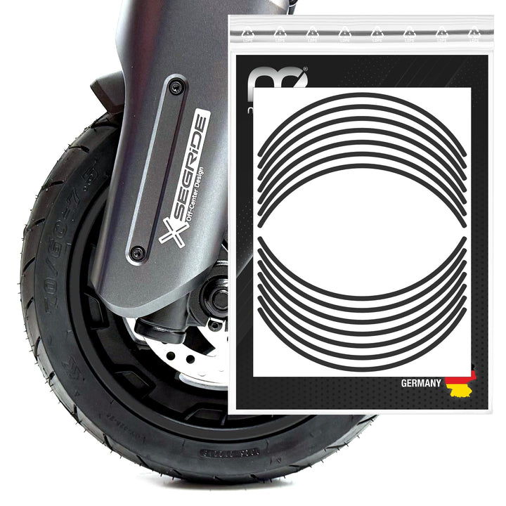 Felgenrand Aufkleber geeignet für Segway Ninebot MAX G3 D E-Scooter G3D Schwarz Reflektierend, Schwa
