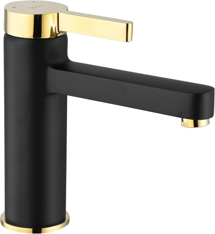 Rea Waschtischarmatur POLO BLACK GOLD BAS Wasserhahn Bad Badarmatur aus Messing Armatur für Waschbec