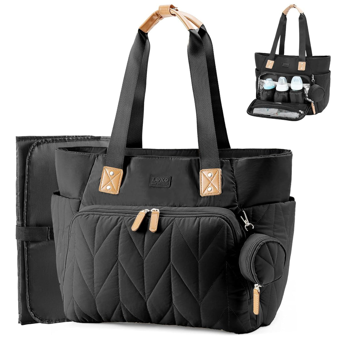 Lekesky Wickeltasche mit Schnullertasche und Wickelunterlage, Grosse Reisewindeltasche für Mama und