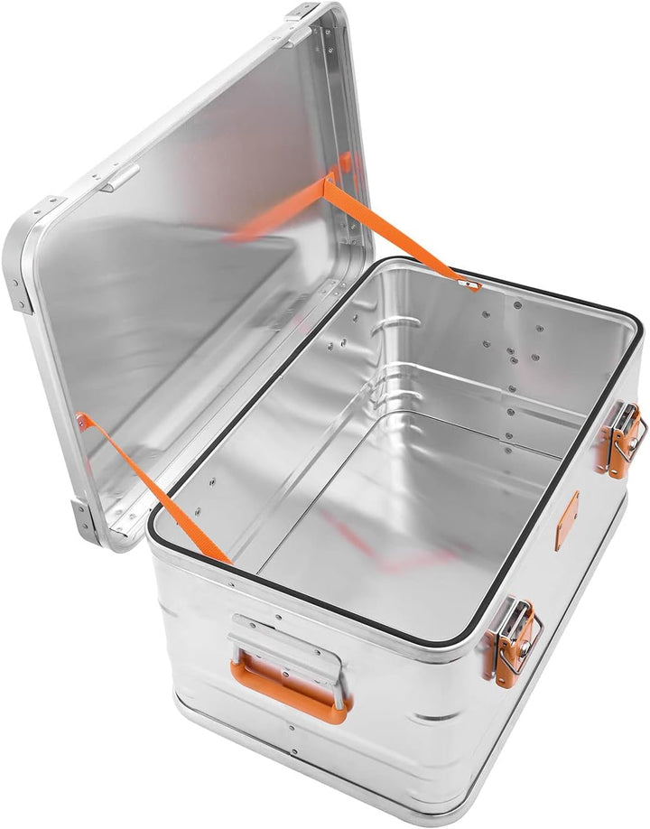 Alubox Alukiste abschliessbar E47 - Premium Aluminium Lagerbox 47 Liter - Deckel mit Aluminium Druck