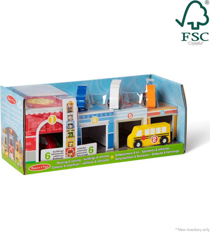 Melissa & Doug Nesting & Sorting Buildings & Vehicles , Wooden Toy & Trains , Trucks & Vehicles , 2+