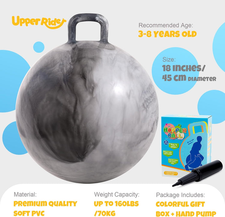 U&C Planet Hüpfball 45 cm Hopperball mit Pumpe 18 Zoll Sprungball für Kinder ab 3 Jahre aufblasbare