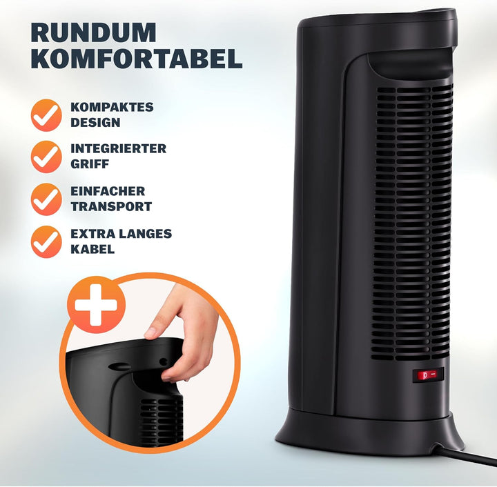 Monzana® Keramik Heizlüfter 2000W 4 Betriebsmodi 15-40°C Energiesparend 120° Oszillation Timer Leise