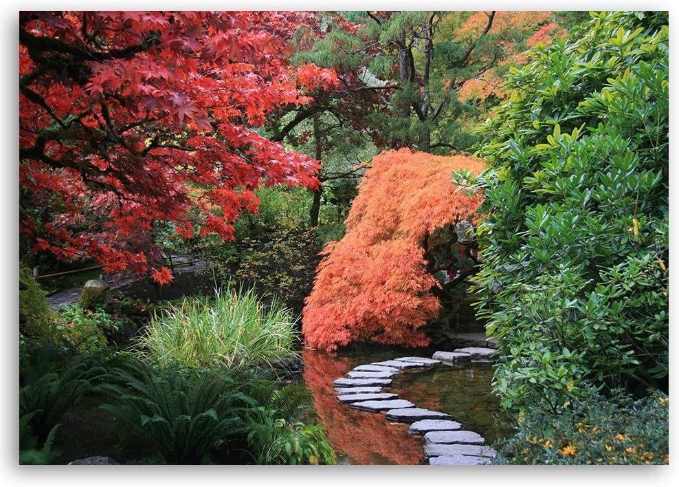 Leinwandbild XXL Garten Wandbild Kunst Japan Grün 120x80 cm Leinwandbild 120x80 cm Grün_d, Leinwandb