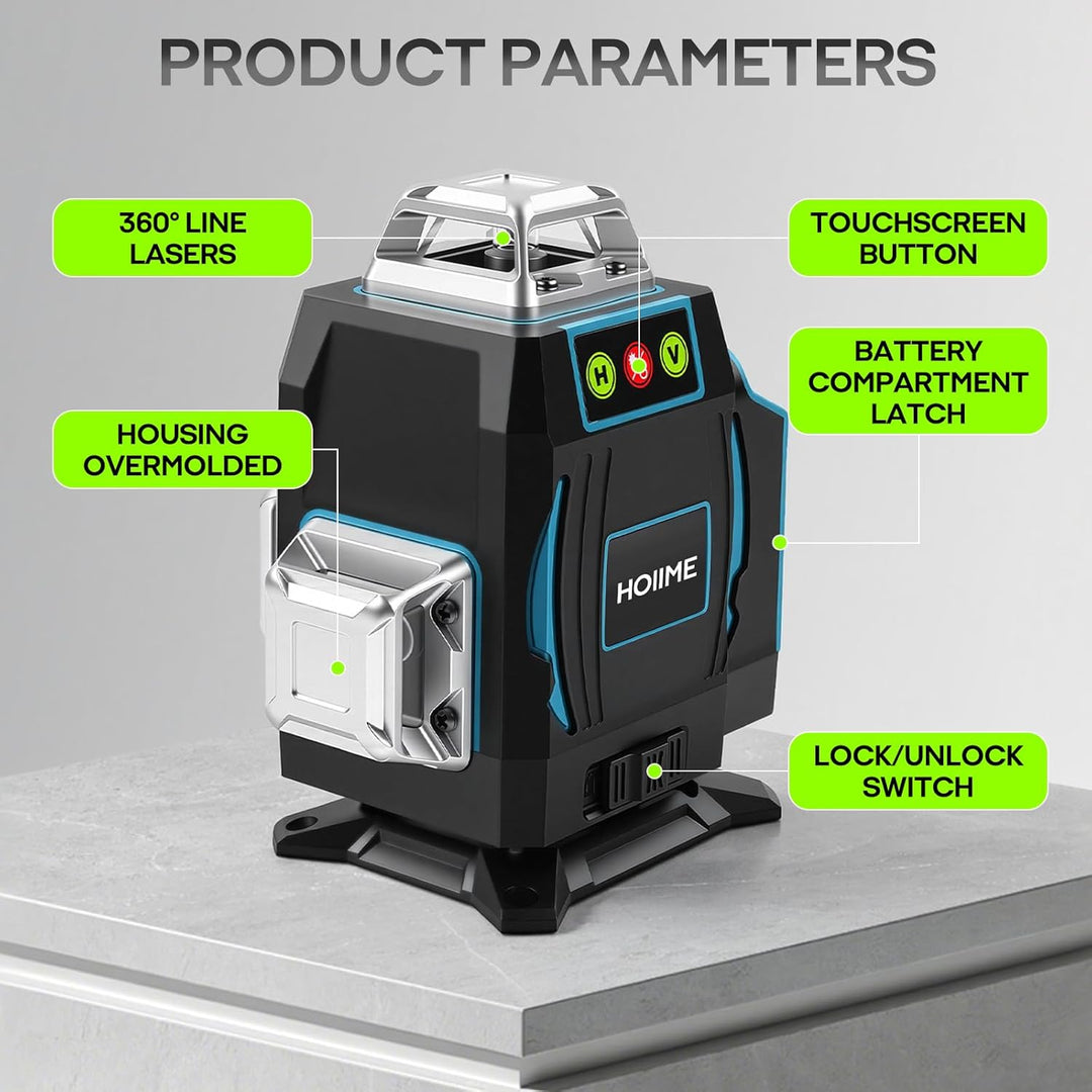Kreuzlinienlaser mit Stativ, Laser Wasserwaage mit LED-Anzeige, 4x360 Grad Laser Level, 4D 16 Linien