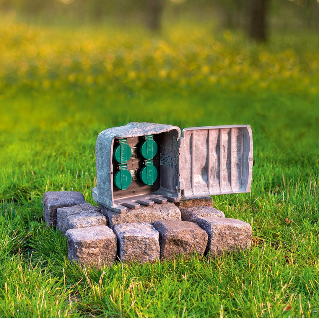 ORNO OR-AE-13185(GS) Gartensteckdose Steinoptik Gummikabel H07RN-F 3x1,5mm2, 3m, 2 Betriebsarten IP