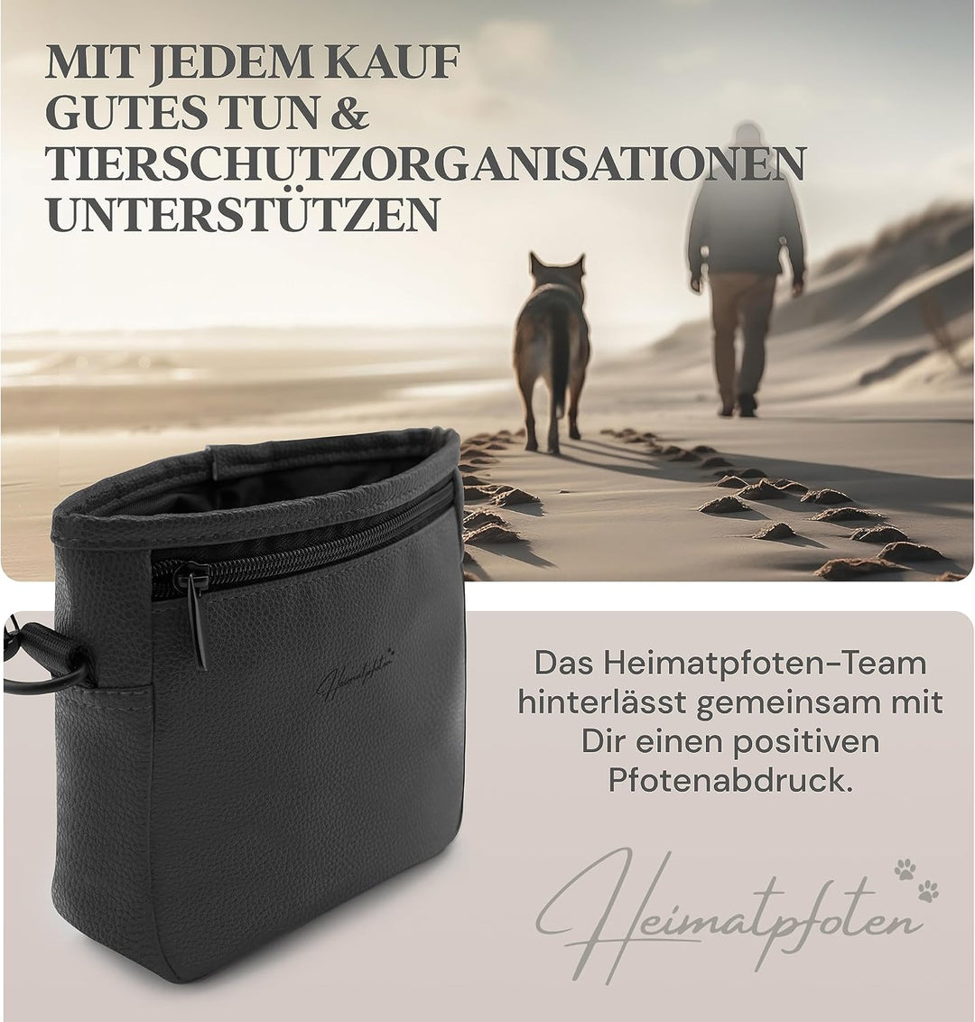 Leckerlitasche für Hunde aus Kunstleder - Gassitasche mit Einhand Magnet-Verschluss - Hunde-Leckerli