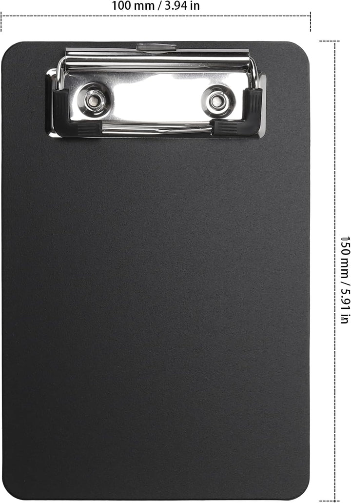 18 Stück Schwarz Klemmbrett A6, 10 x 15 cm Kunststoff Schreibplatte mit Metallklemme, Klemmbretter m
