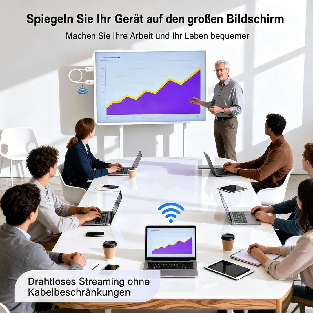 Wireless HDMI Adapter, Wireless Miracast Display Adapter mit Screen Mirror für TV von iPhone/i-Pad/M