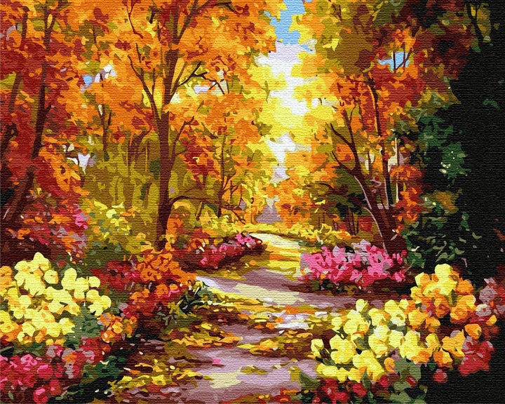 Artnapi Malen nach Zahlen Erwachsene mit Rahmen | DIY Handgemalt | Blumen im Herbstpark | Kit für An