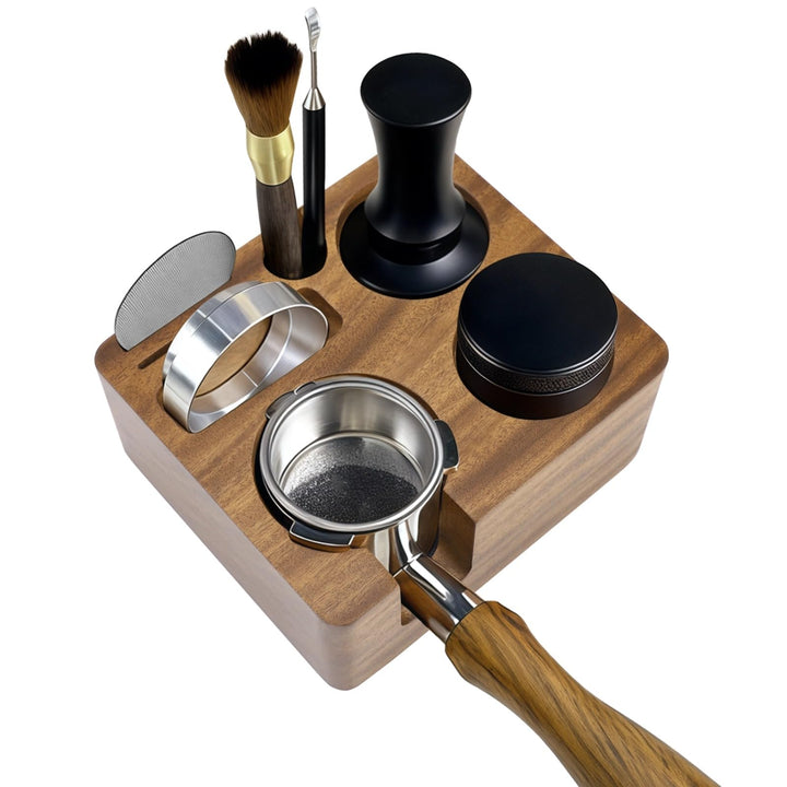 Kaffee Tamperstation 58 mm, Espresso Tamper Station, Massivholz Braun Barista-Werkzeug &amp; Kaffeenzube