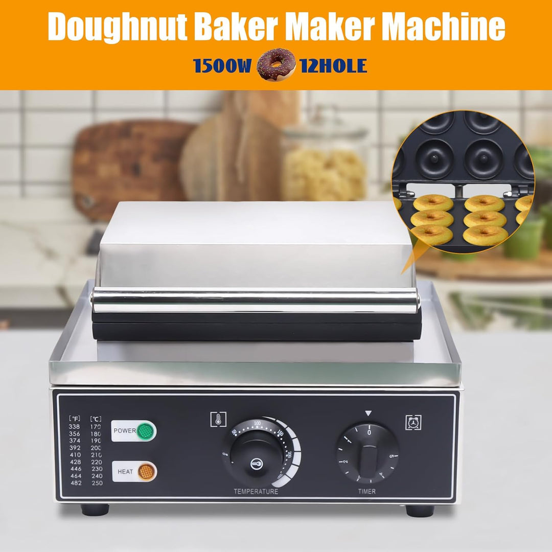 Donut Maschine Donuts Backform 1550W Donut-Maker Backt 12 Mini-Donuts für Frühstück, Snacks, Dessert