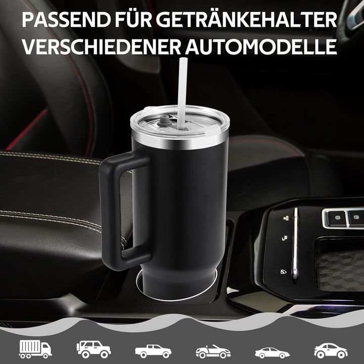 PRAOAHEI 40oz/1180 ML Thermobecher mit Strohhalm und Henkel Kaffeebecher to Go, Auslaufsicher Trinkb