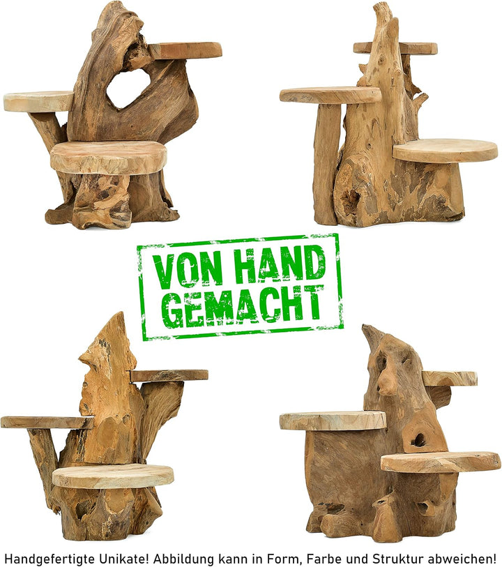 Möbelbörse Teak Blumenständer mit 3 Ablagen Blumenpodest Pflanzentreppe Blumenregal Ständer Blumenho