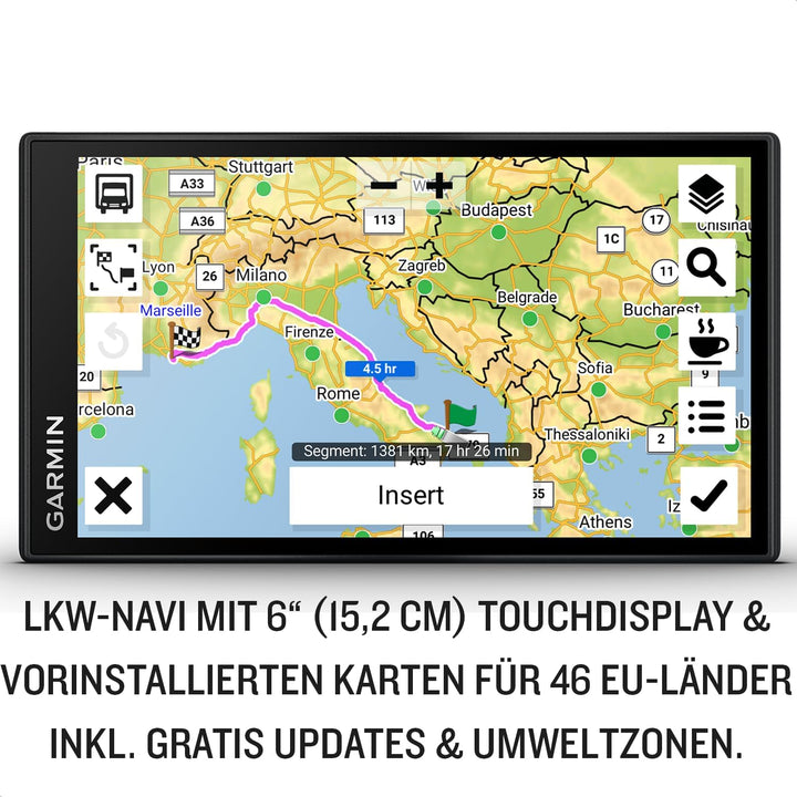 Garmin dēzl LGV 610 MT-D EU – LKW-Navigationsgerät mit 6“ (15,2 cm) Farbdisplay, vorinstallierten EU