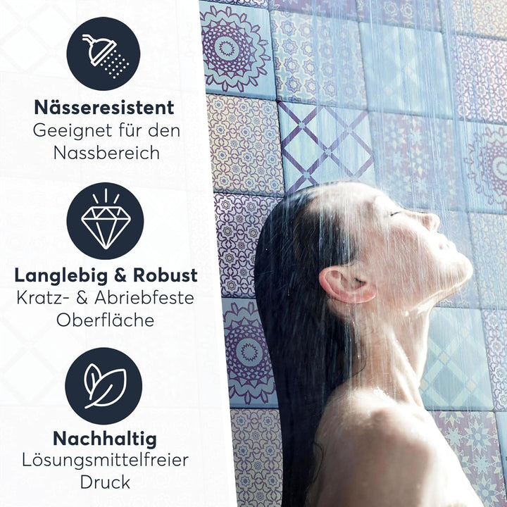 20 Stück Fliesenfolie für Bad und Küche 20x20 cm - Mosaikfliesen, Fliesensticker - selbstklebende Fl