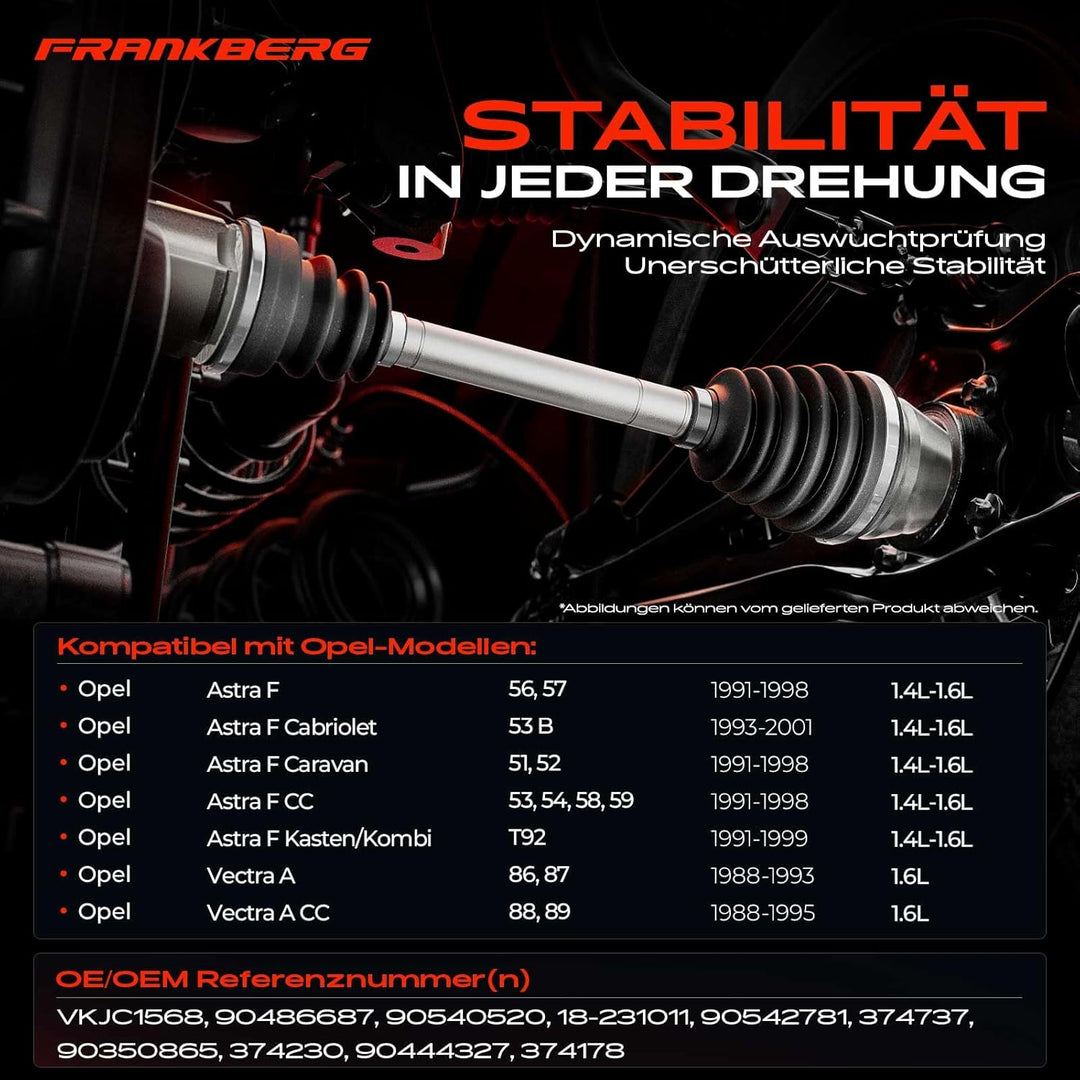 Frankberg Antriebswelle Vorne Links Kompatibel mit Astra F 51-59 53 B T92 1991-2001 Vectra A 86 87 8