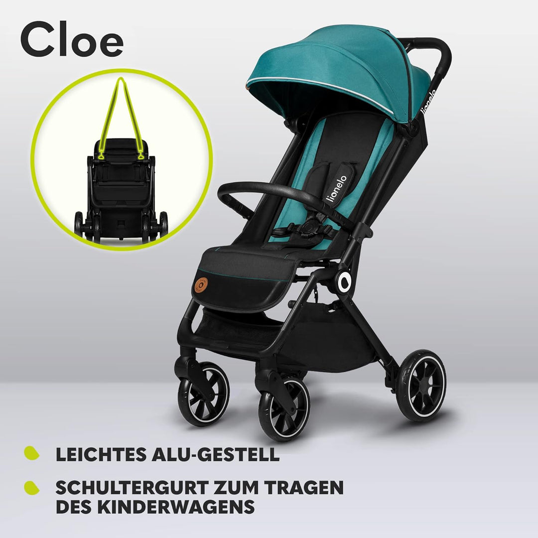 LIONELO Cloe Zusammenklappbarer Kinderwagen bis zu 22 kg, Verstellbare Rückenlehne Schlaffunktion, 5