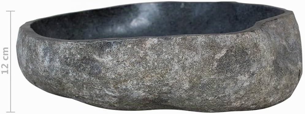 WIFESE Waschbecken Flussstein Oval 30-37 cm Anthrazit Naturstein Waschbecken Badezimmermöbel Waschti