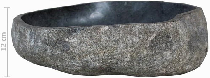 WIFESE Waschbecken Flussstein Oval 30-37 cm Anthrazit Naturstein Waschbecken Badezimmermöbel Waschti