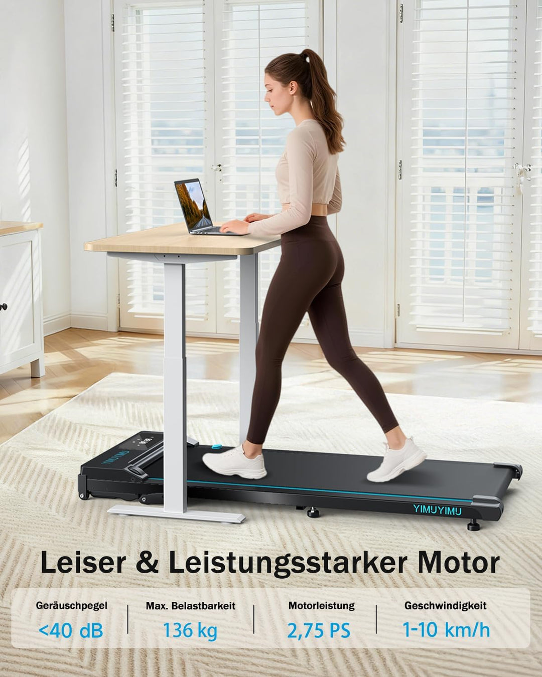 Walking Pad mit 0-8% Steigung, 10 km/h Laufband für Zuhause
