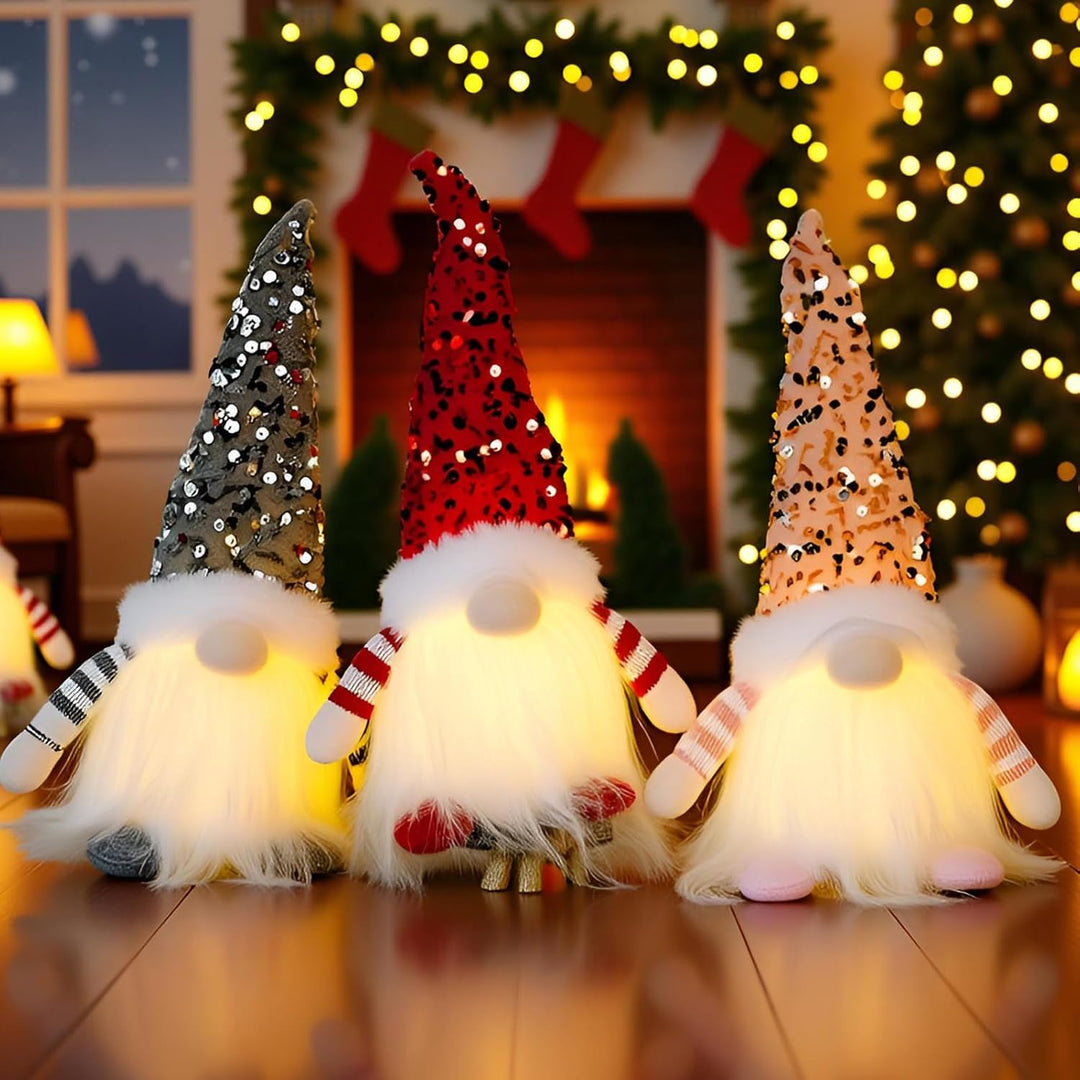 ACAREY Weihnachtsdeko 3 Stück Weihnachten Deko Wichtel mit Licht, Weihnachtswichtel Plüsch Weihnacht