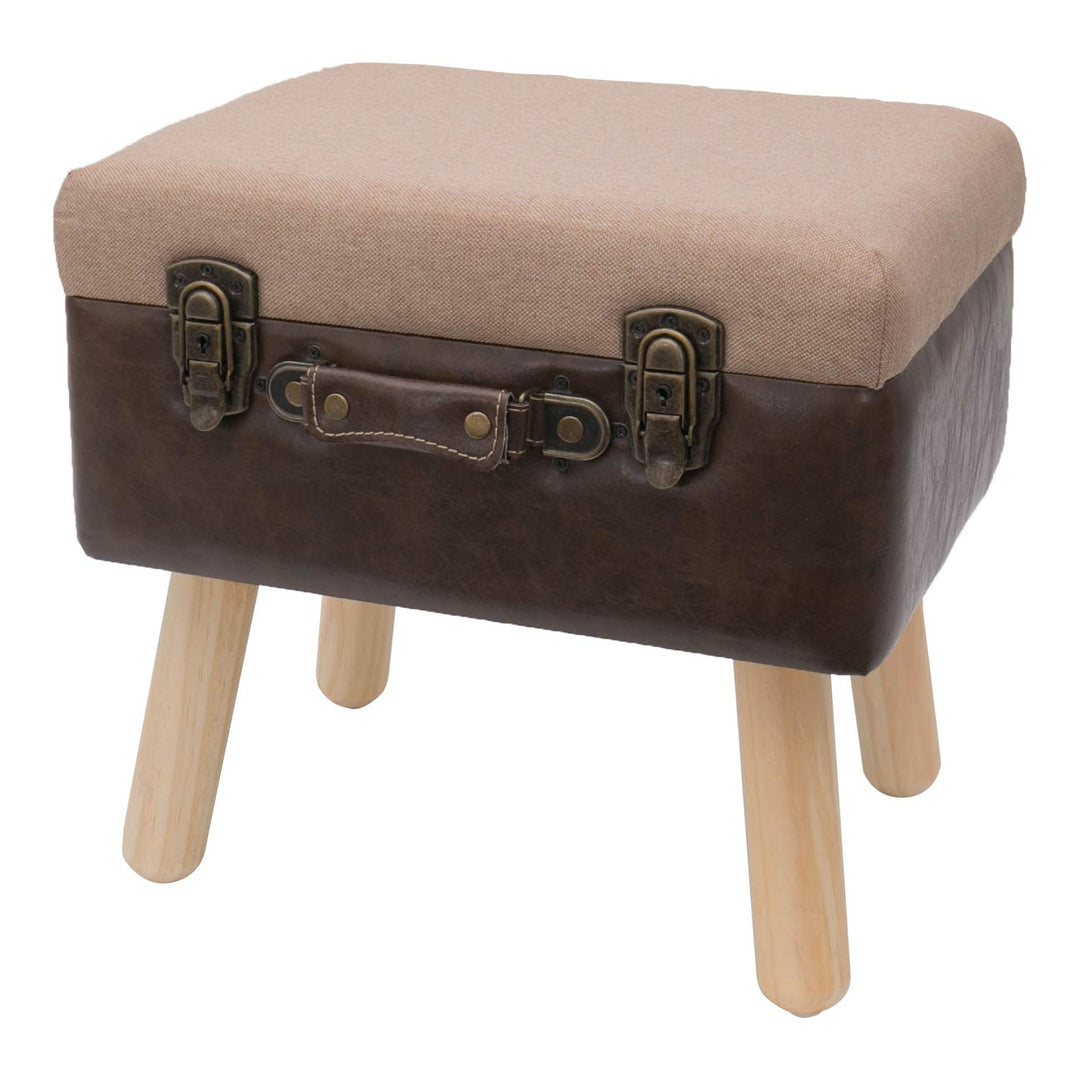 HMF Vintage Sitzhocker mit Stauraum aus Holz | 40 x 32 x 39 cm | Braun | Klassik