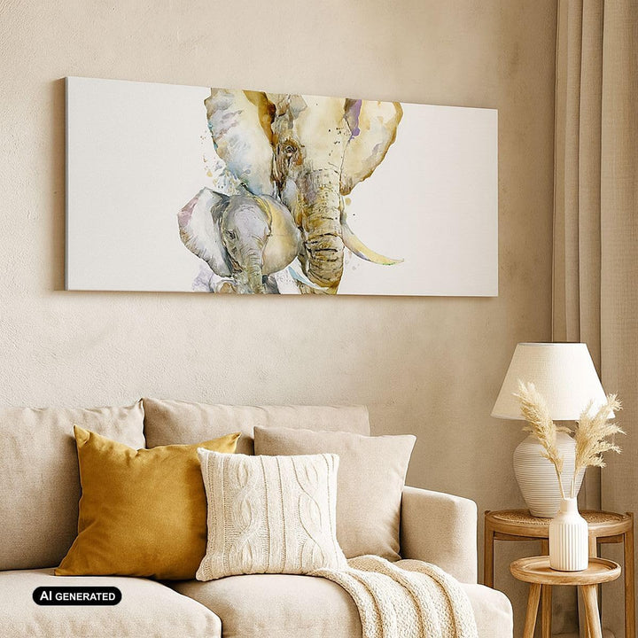 Wandbilder Dekoration Wohnzimmer Elefanten tier safari afrika Panorama Bilder auf Leinwand 120x50cm