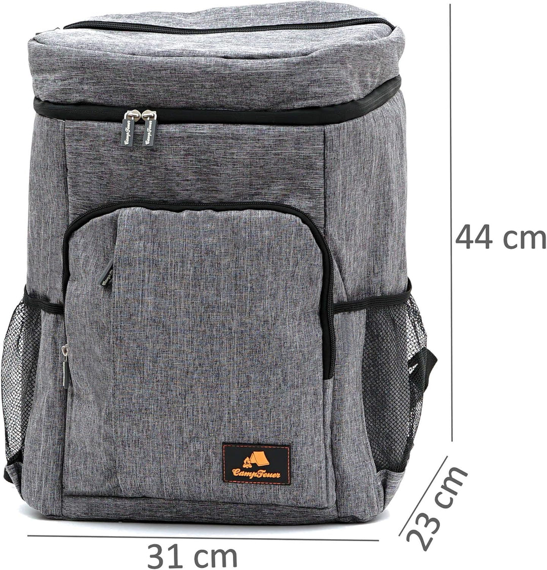 CampFeuer Kühlrucksack | grau | 20 Liter Isoliertasche für BBQ, Camping, Strand und Outdoor Aktivitä