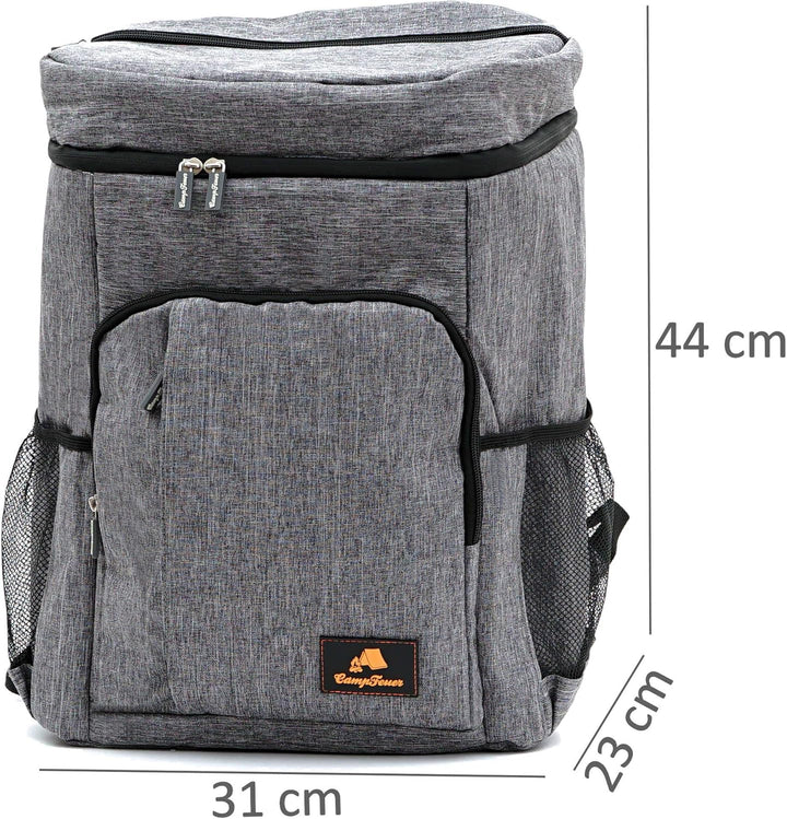 CampFeuer Kühlrucksack | grau | 20 Liter Isoliertasche für BBQ, Camping, Strand und Outdoor Aktivitä
